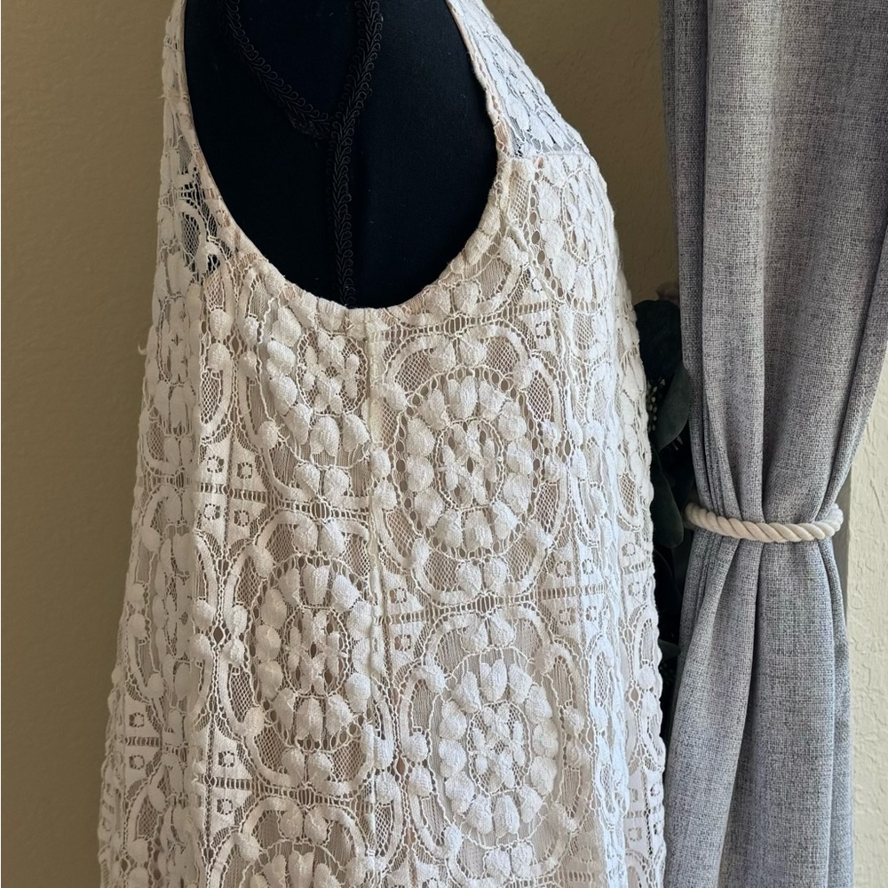 Free People Women's Cream Crochet Overlay Mini Summer Dress - Size Small. EUC - Picture 4 of 14